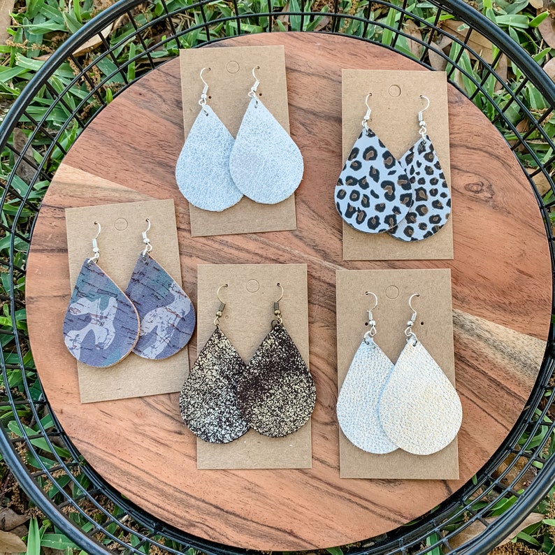 Distressed Gold on Dark Chocolate Genuine Leather Drop Earrings