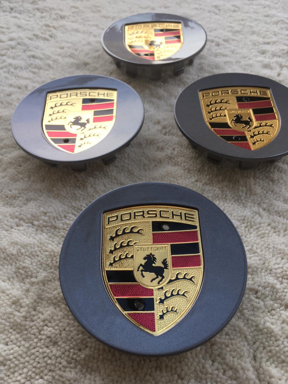4 pcs 3inch 76mm Gray Porsche wheel center caps fits Etsy