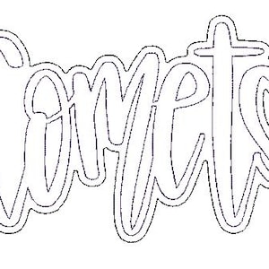May include: A black and white graphic design featuring the word Comets written in a stylized, cursive script font. The letters are outlined with a thin black line, creating a bold, clean appearance against a plain white background.