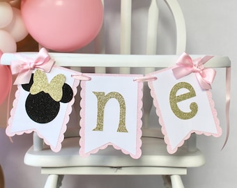 Pink and Gold Minnie Banner, Minnie Birthday Banner, Minnie Birthday Party, Minnie Party Decorations, Minnie Mouse Inspired Party