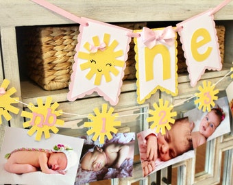 Sunshine Birthday Party, Sunshine Banner, Sunshine 1st Birthday, You are my Sunshine Birthday, Sunshine Party Theme, Pink and Yellow