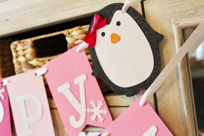 Girl Penguin Party Supplies Penguin Party Decorations Penguin Banner Penguin Cake Topper Penguin Birthday Decorations