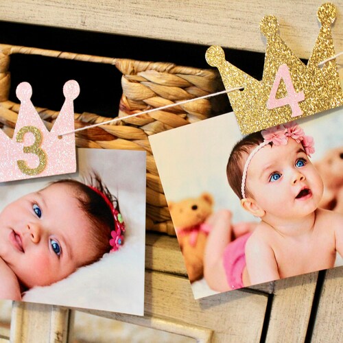 Pink and Gold Photo Banner Crown Photo Banner Princess | Etsy