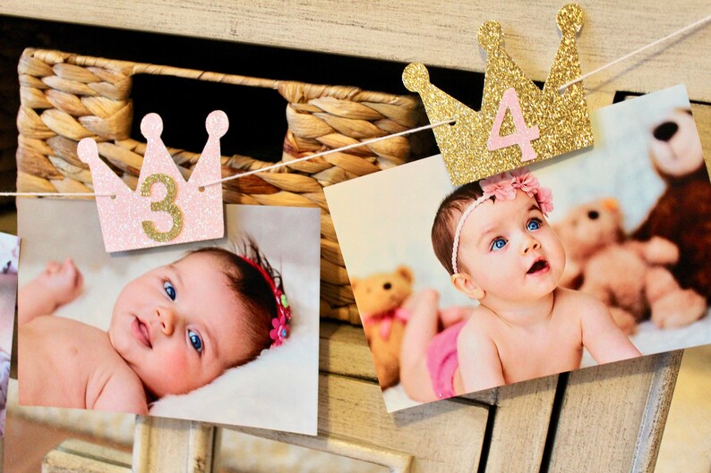 Pink and Gold Photo Banner Crown Photo Banner Princess | Etsy