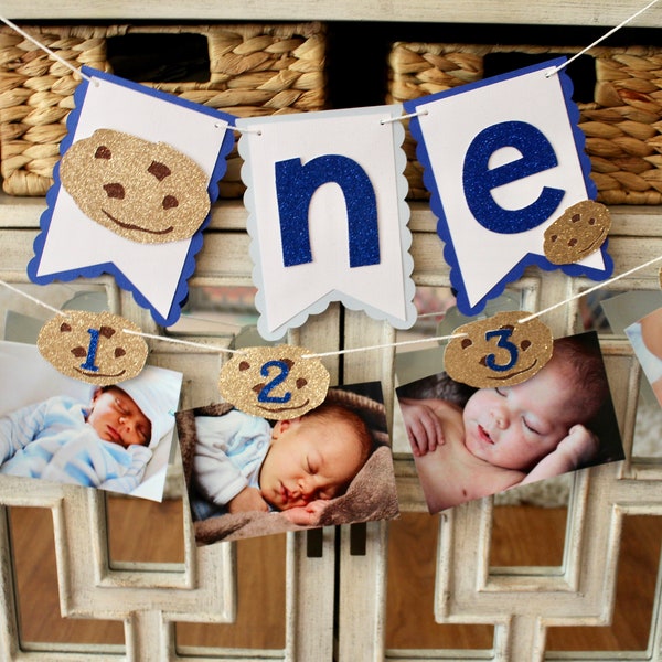 Cookie Birthday Decorations, Milk and Cookies 1st Birthday, Birthday Decorations, Cookie Banner, Cookie Photo Banner