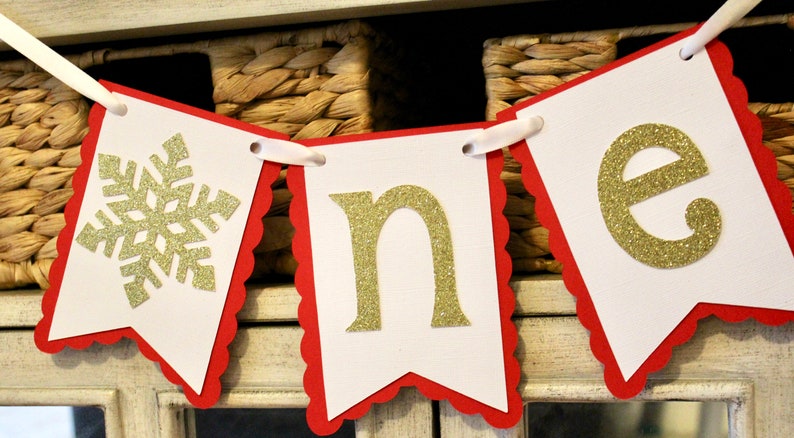 Red and Gold Banner Winter Wonderland Birthday Decorations Winter Onederland Birthday Winter Onederland High Chair Banner