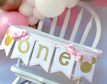 Pink and Gold Minnie Banner, Minnie Birthday Banner, Minnie Birthday Party, Minnie Party Decorations, Minnie Mouse Inspired Party