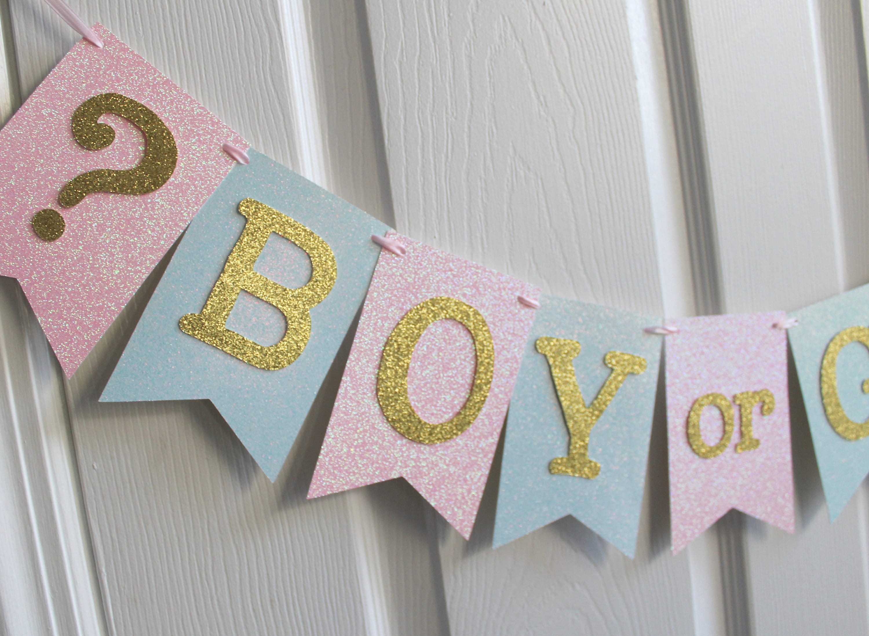 Gender Reveal Banner Boy or Girl Gender Reveal Banner Blue Etsy