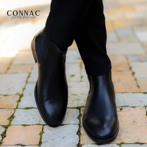 Chelsea Boots Heren Zwarte Mannen Laarzen Leren Laarzen - Etsy Nederland
