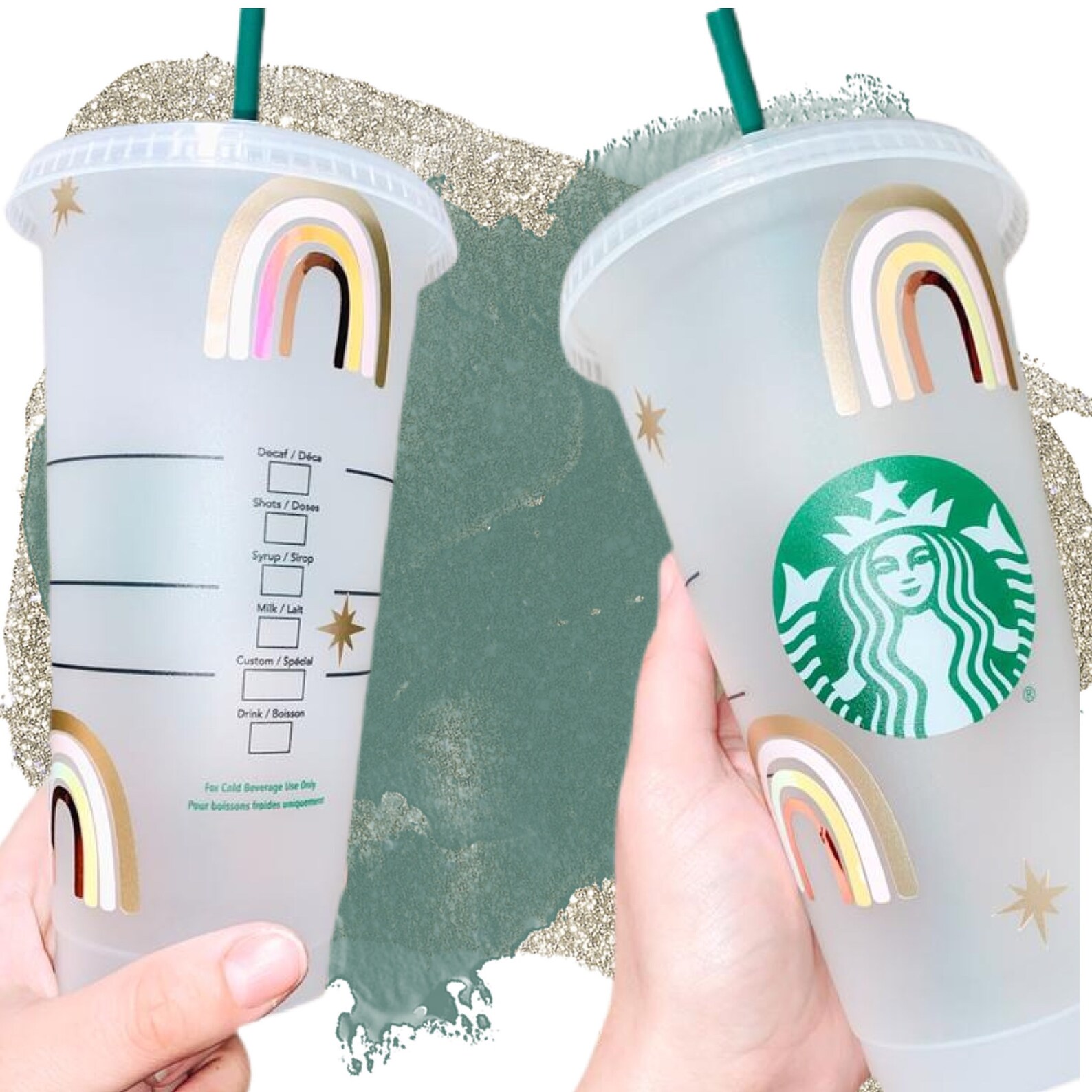 Rainbow Starbucks Reusable Starbucks Cup with Straw and Etsy