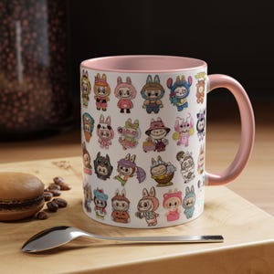 Monster Labubu Accent Coffee Mug  Cute Cartoon Character Cup, 11oz  15oz, Fun Gift for Anime Lovers, Colorful Ceramic Mug