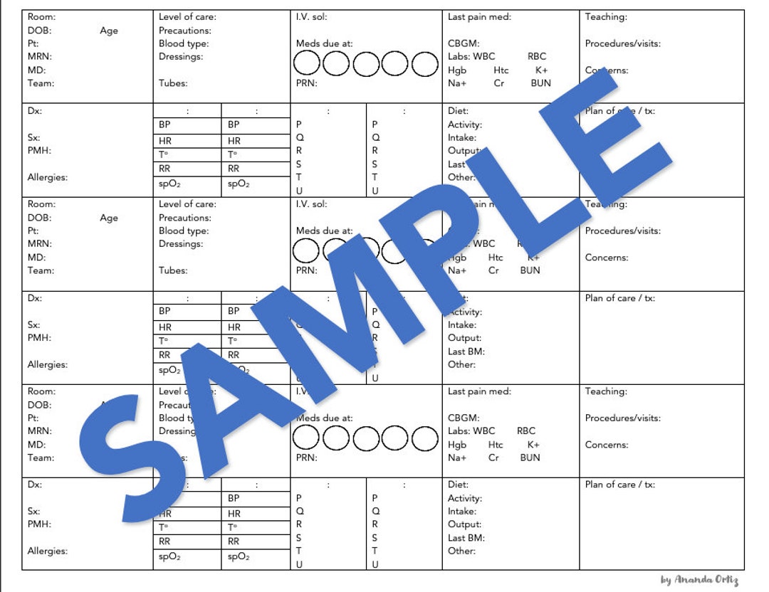 PATIENT ASSIGNMENT Sheet - Etsy
