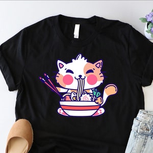 Cat Ramen Shirt, Korean Noodle Shirt, Cat Lover Shirt, Funny Asian Food Tshirt, Japanese Shirt, Ramen Noodles Shirt, Japan Anime Shirt, Girl