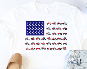 Camiseta de granjero con bandera estadounidense, camiseta de agricultura, camiseta divertida de granjero, camiseta de cosecha estadounidense, camiseta de tractor agrícola, camiseta de vehículos agrícolas, camiseta para niña