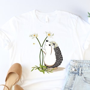 Funny Hedgehog Shirt, Hedgehog And Flower Shirt, Pet Porcupine Owner Tshirt, Hedgehog Mom Shirt, Country Women Shirt, Funny Porcupine Tshirt