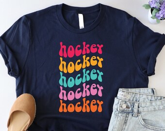Hockey Shirt, Retro Hockey Mom Shirt, Hockey Lover Shirt, Gift For Hockey Player, Sportive Girl Shirt, Hockey Game Day Shirt, Gift For Coach
