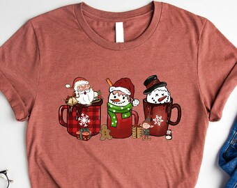 Christmas Coffee Shirt, Christmas Family Shirt, Coffee Lover Tshirt, Gingerbread Christmas Tshirt, Snowmen Coffee Shirt, Coffee Latte Shirt