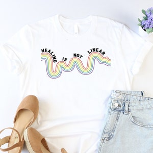 Healing Is Not Linear Shirt, Motivational Shirt, Positivity Shirt, Mental Health Shirt, Depression Shirt, Psychologist Gift, Self Love Shirt
