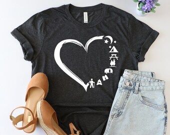 Camping heart shirt, Camping shirt, Outdoor shirt, Adventure shirt, Funny Camping shirt, Nature shirt, Hiking shirt, Camp Squad Shirt, Camp