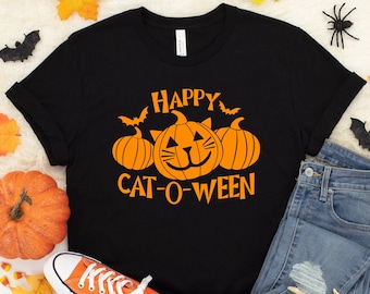 Happy cat-o-ween shirt, halloween cat shirt, halloween shirt, Cat mom shirt, Cat lover shirt, Cat shirt, halloween party, Funny cat shirt