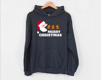 Eating Merry Christmas Hoodie, 90s Christmas Hoodie, Santa Funny Hoodie, Vintage Christmas Hoodie, Xmas Holiday Hoodie, Christmas Hoodie