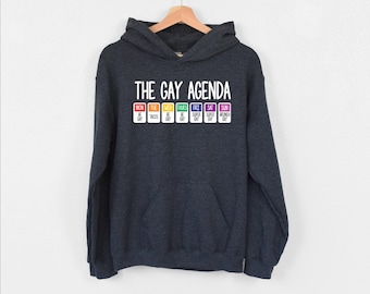 The Gay Agenda Hoodie, Funny LGBTQ Hoodie, Pride Rainbow Gift, Bisexual Hoodie, Equality Hoodie, Pride Couple Hoodie, Super Gay Hoodie, Girl
