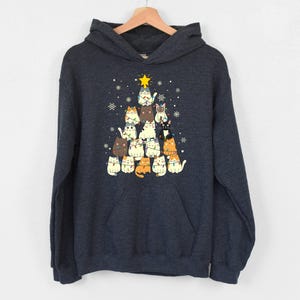 Cat Christmas Tree Hoodie, Cat Lover Hoodie, Merry Christmas Hoodie, Cat Owner Christmas Hoodie, Christmas Party Hoodie, New Year Cat Hoodie