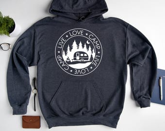 Live love camp hoodie, Forest Hoodie, Adventure hoodie, Camping shirt, Outdoor shirt, Nature shirt, Hiking shirt, Camp Squad Shirt, Camper