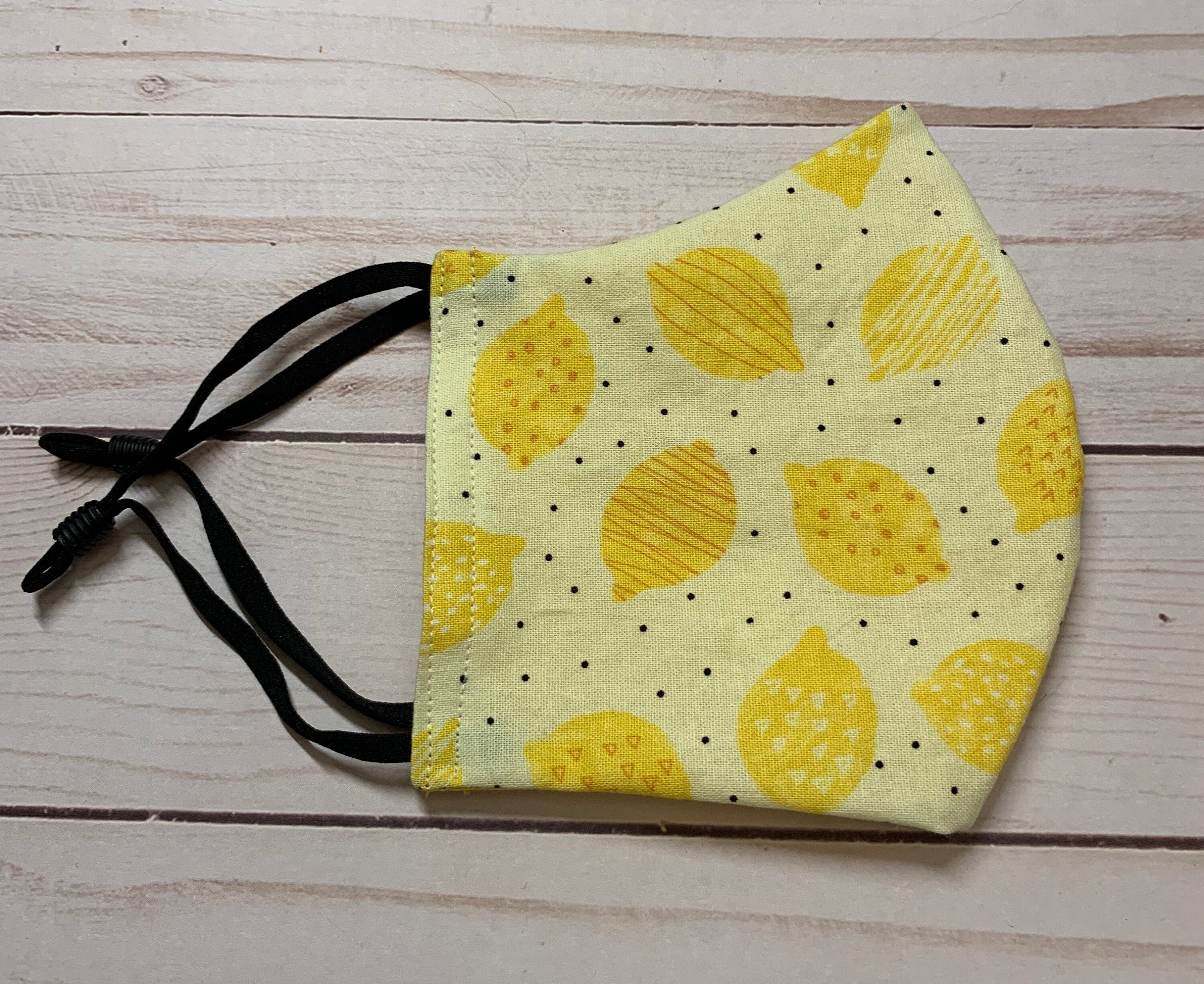 Lemon Face Mask Handmade 100 Cotton Adjustable Etsy