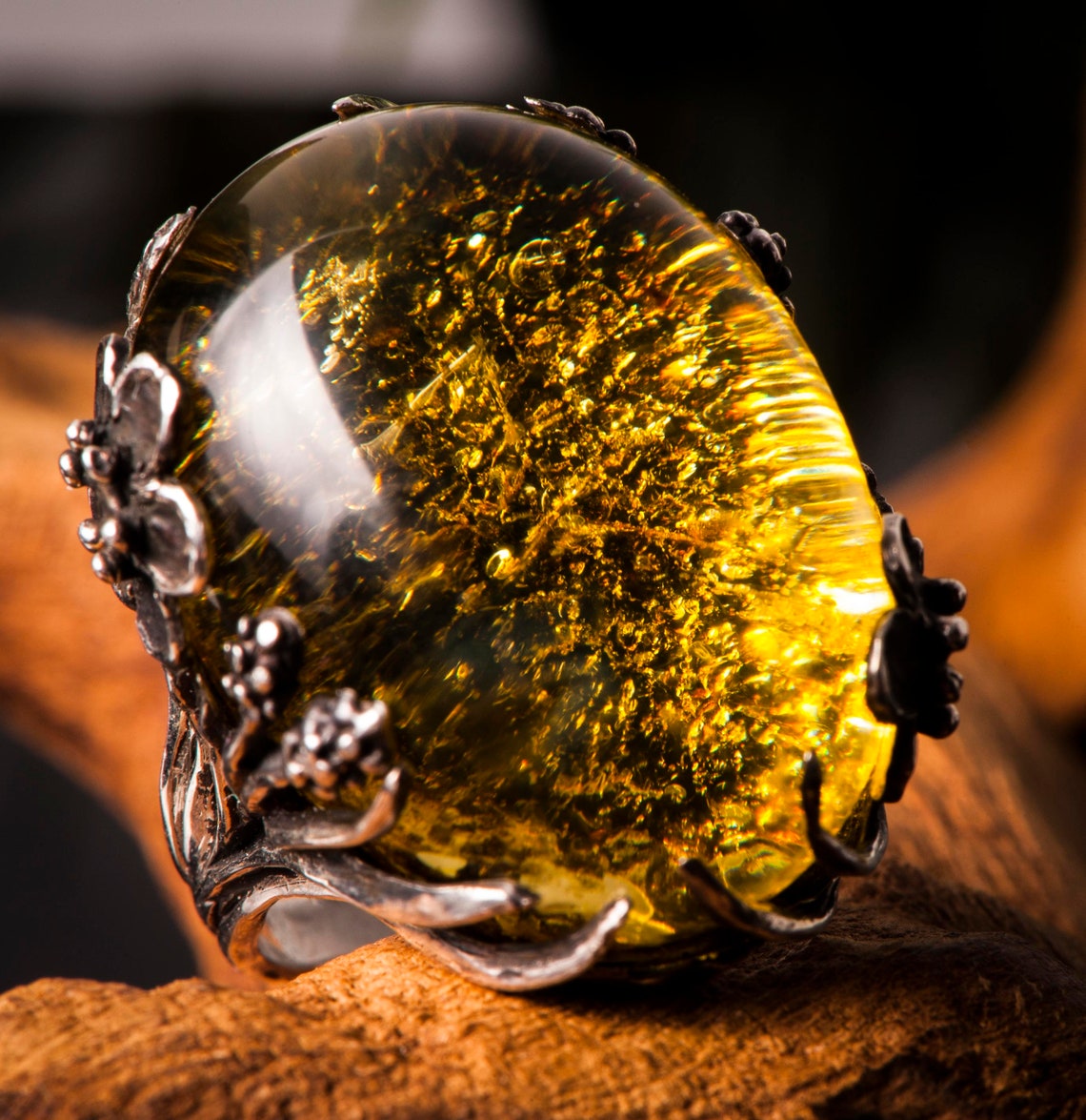 Anillo de ámbar ámbar de joyería anillo hecho a mano ámbar Etsy