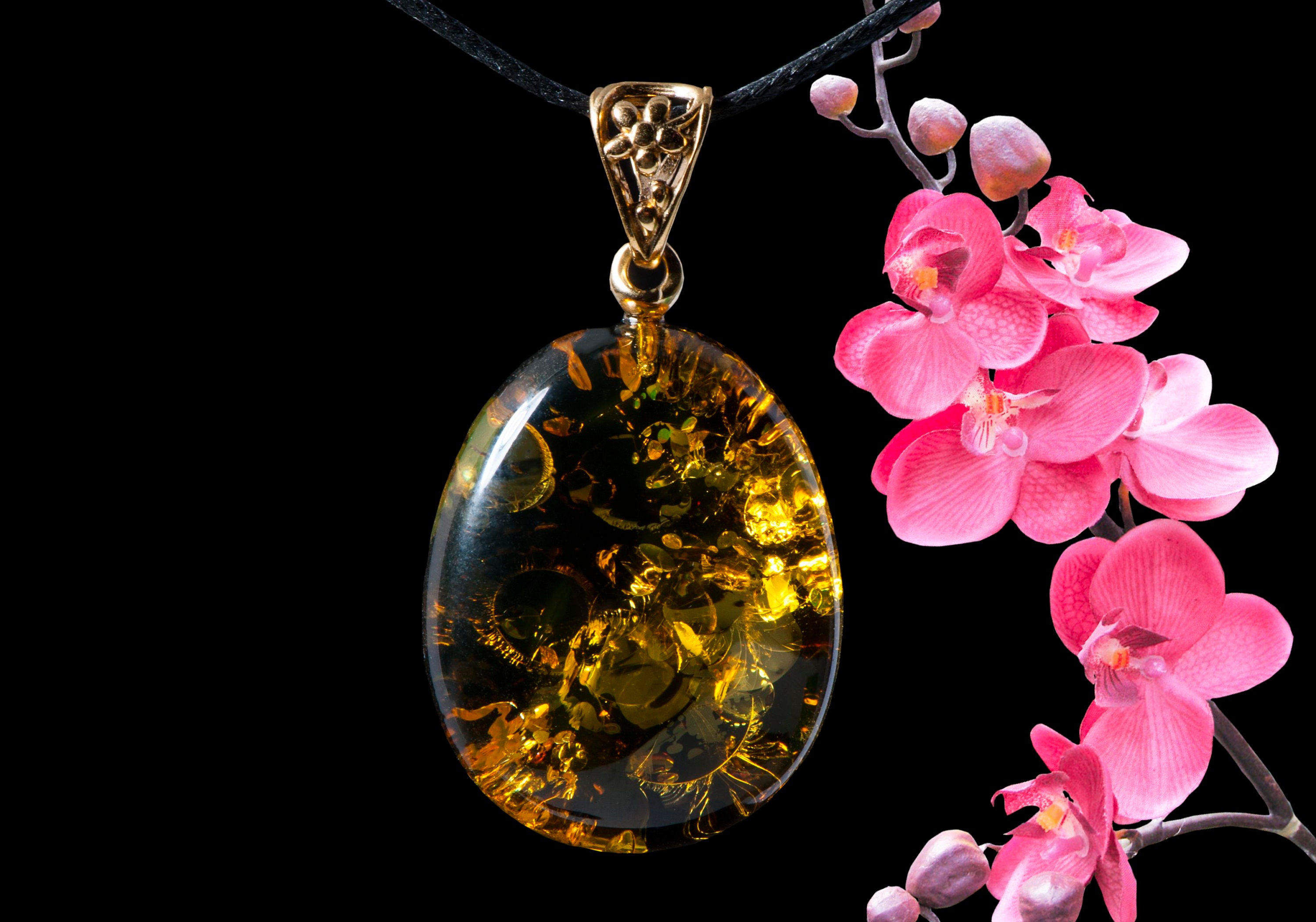 Beautiful amber pendant with natural crust underneath with golden glitters, Green amber pendant,  Green amber jewelry, Baltic green amber