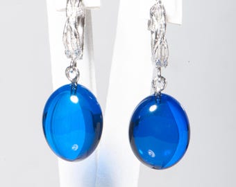 Baltic Blue Amber Earrings, Handmade Natural Blue Amber Drop Earrings, Elegant  Amber Jewelry Earrings