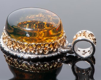Baltic Green Amber Pendant, Sparkling Amber Jewelry, Handmade Gift for Her, Amber shop