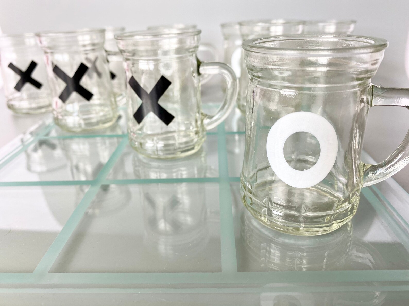 Glass Tic Tac Toe Set Drinking Bar Tabletop Game Decor Shot Etsy