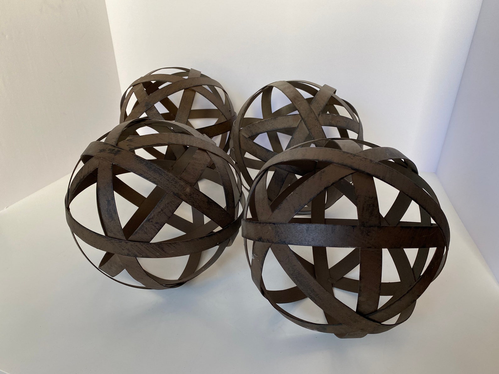 Set of 4 Extra Large Decorative Open Metal Sphere Orb Balls Etsy