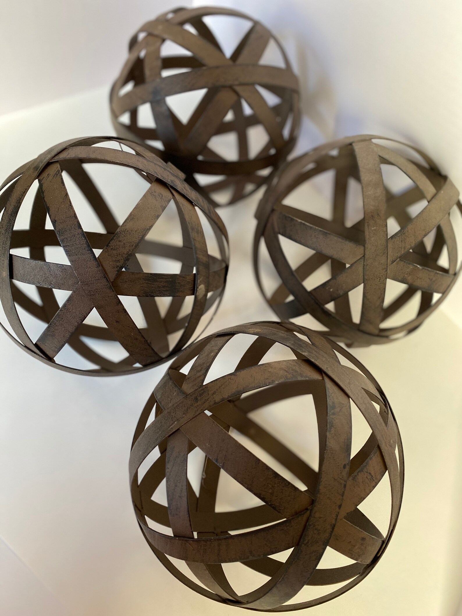 Set of 4 Extra Large Decorative Open Metal Sphere Orb Balls Etsy