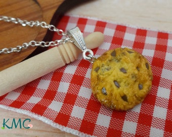Cookie Necklace Choc Chip Cookie Pendant Biscuit Necklace Miniature Food Jewelry Foodie Gift Food jewelry