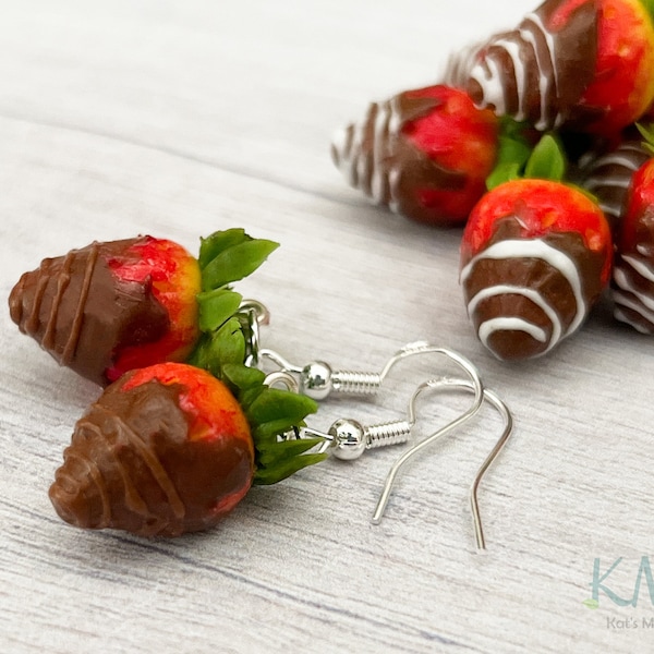 Chocolate Covered Strawberries Dangle Earrings