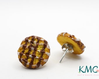 Striped Chocolate Chip Cookies Stud Earrings