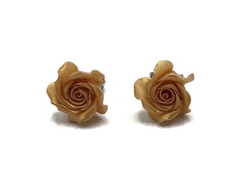 Golden Rose Clay Earrings