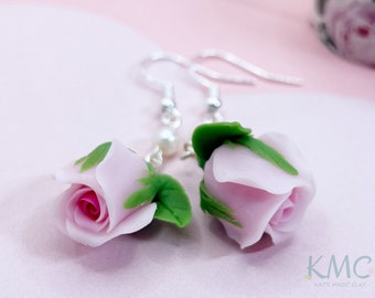 Hanging rose dangle earrings