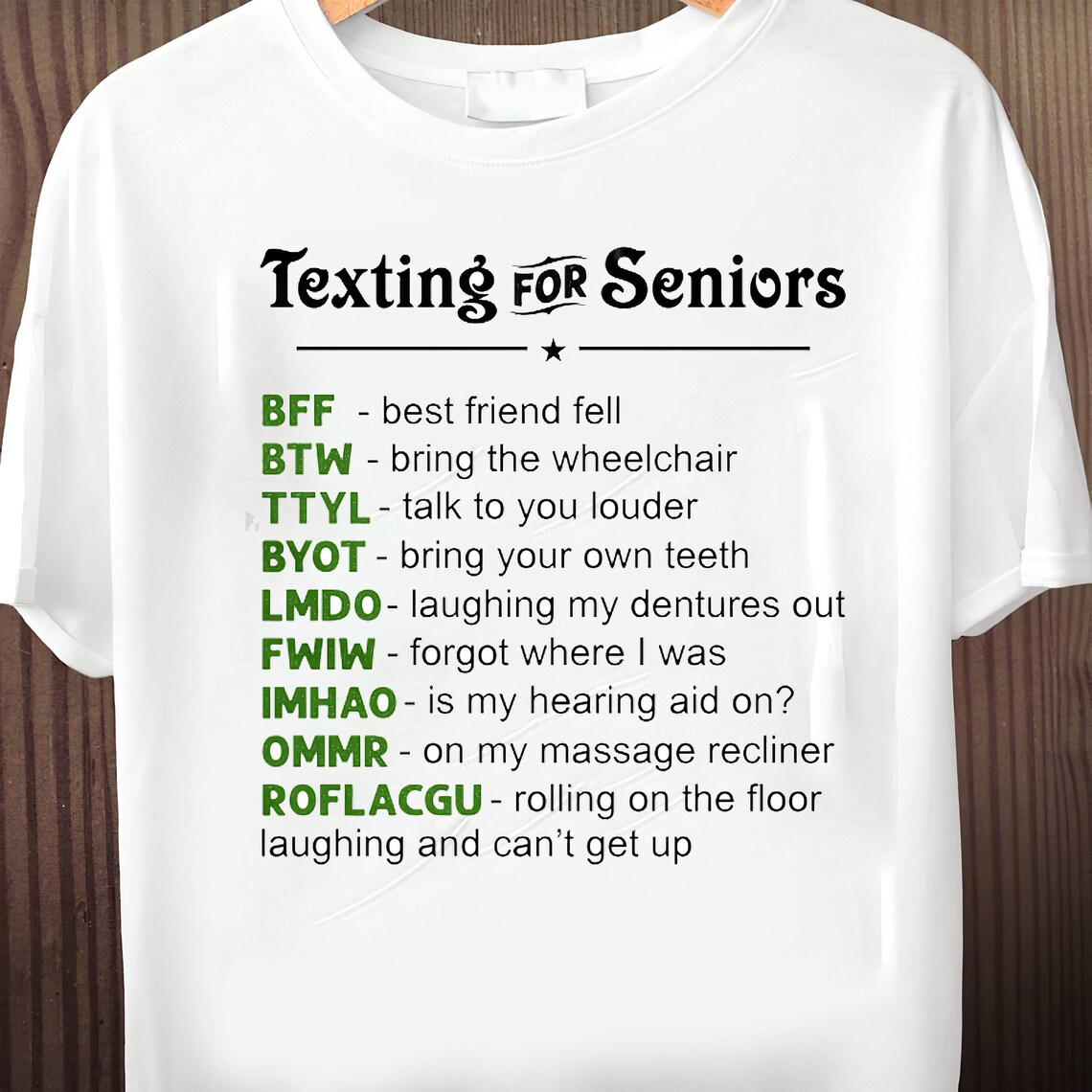 Texting For Seniors Shirt Funny Senior Citizen Texting Codes | Etsy