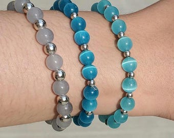 Natural Stone Hand Beaded Bracelet