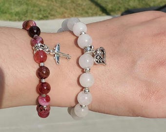 Natural Stone Hand Beaded Charm Bracelet / Accessory