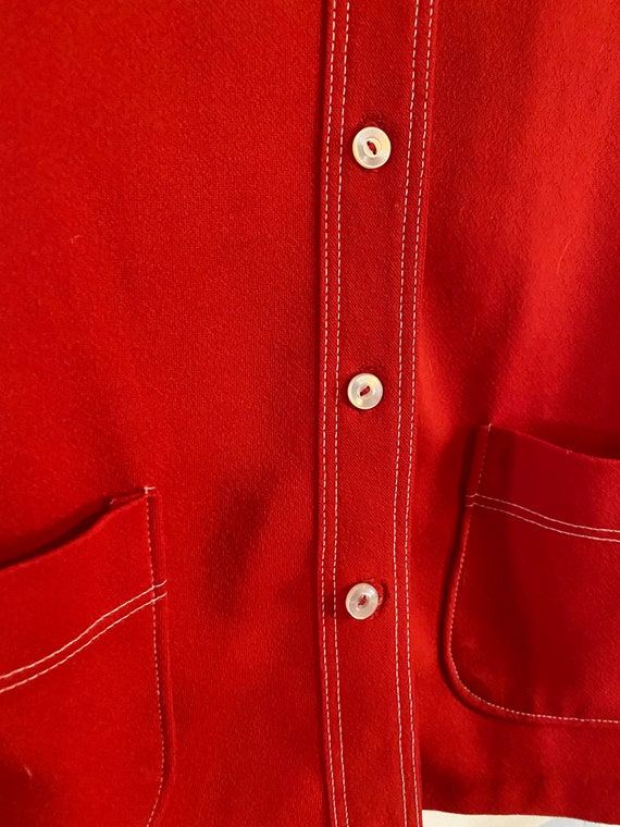 Red Vintage Oversized Shirt with Pockets - image 2