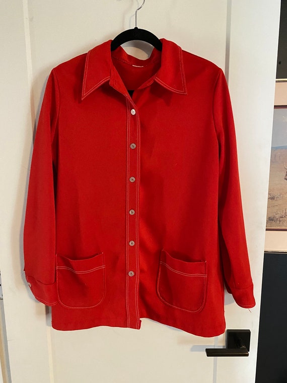Red Vintage Oversized Shirt with Pockets - image 1