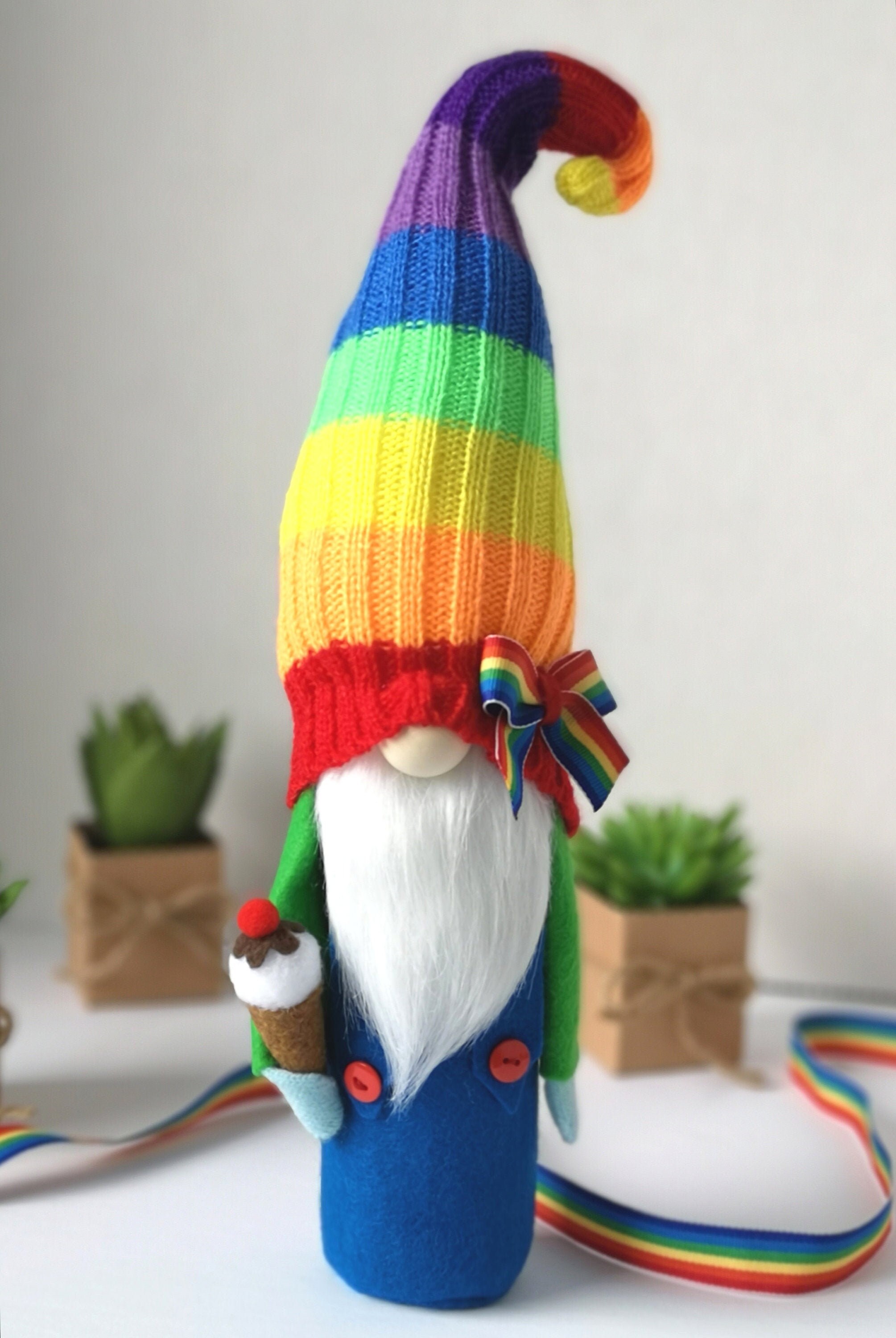 Rainbow gnome/ Spring gnome/ Mothers day gnome/ Spring Etsy