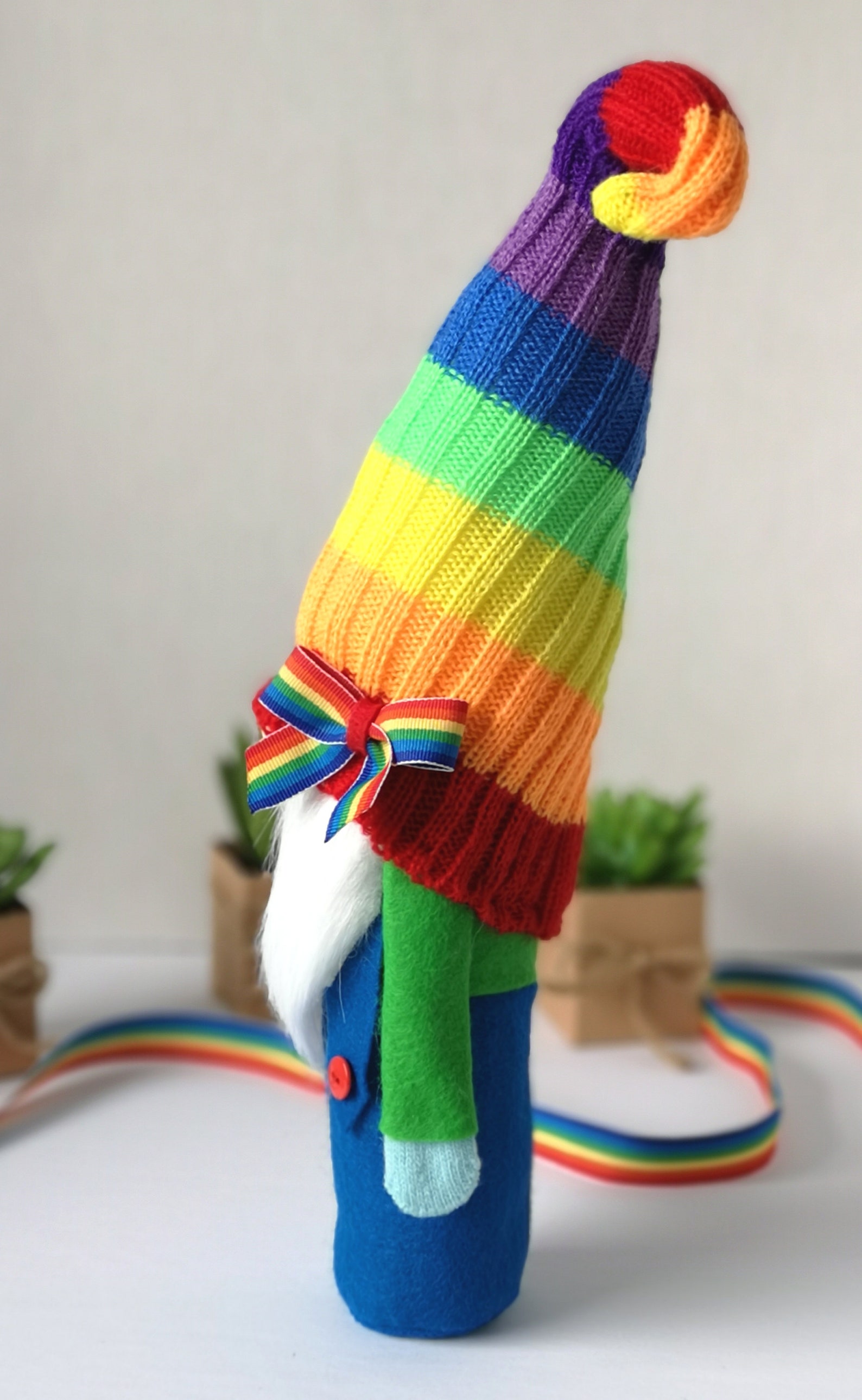 Rainbow gnome cute gnome rainbow decoration handmade  etsy uk