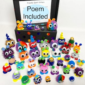 Quiet Critters (40) with Poem and Home, Behaviour Management Fuzzies, Friendly Desk Companion Classroom Creatures, School Incentive