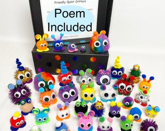 Quiet Critters (40) with Poem and Home, Behaviour Management Fuzzies, Friendly Desk Companion Classroom Creatures, School Incentive